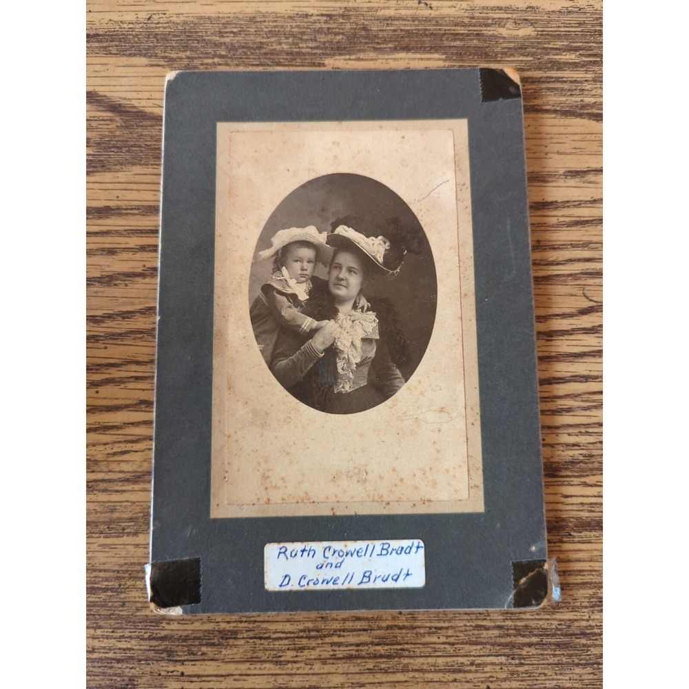Antique Cabinet Card Woman & Child Photo Victorian Portrait Ruth Crowell Bradt